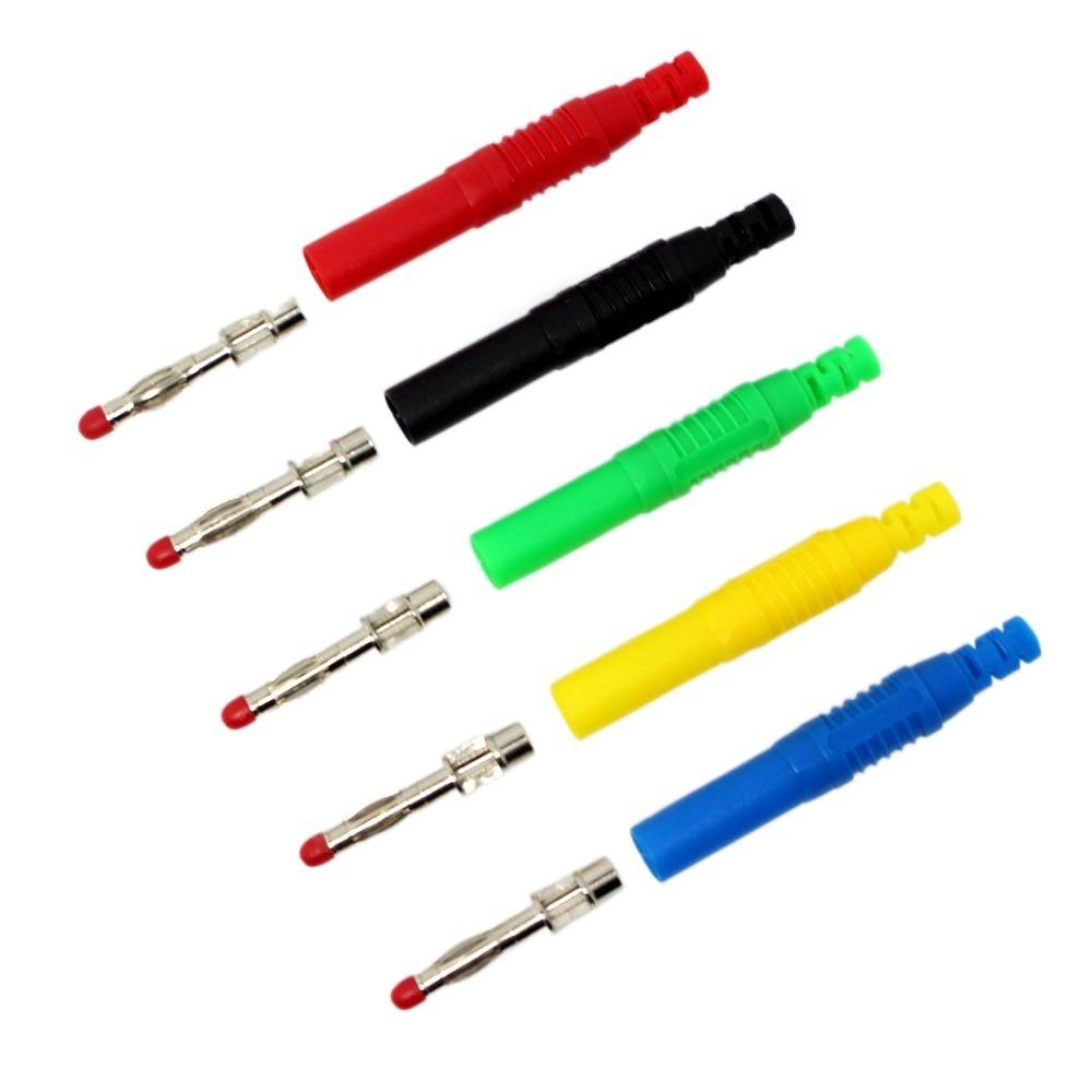 5 шт. 4 мм штекер банановый штекер штабелируемый банановый разъем безопасный банановый разъем для инструментальных средств зелёный